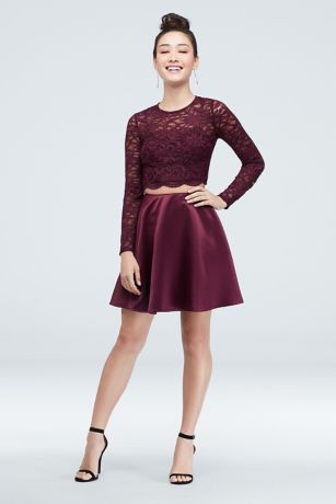 long sleeve 2 piece homecoming dresses