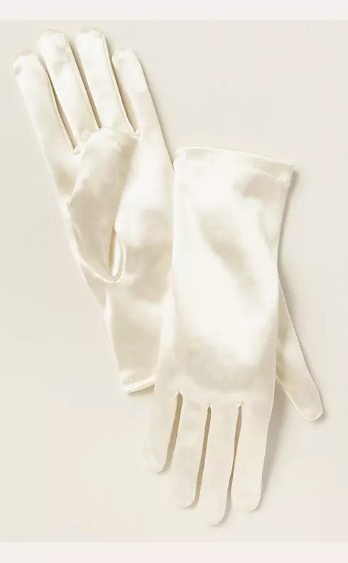 Girls Satin Wrist-Length Gloves Image 1