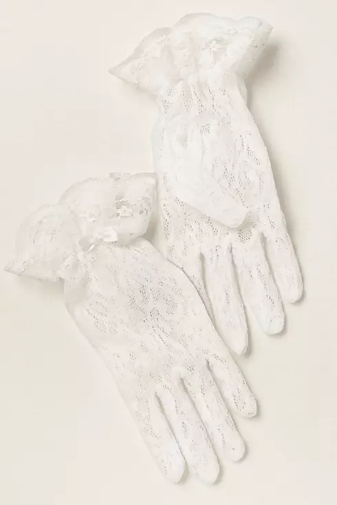 Girls Lace Wrist-Length Gloves Image 1