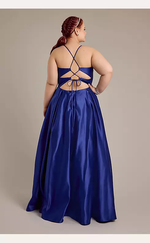 Satin Ball Gown with Illusion Applique Bodice Image 2