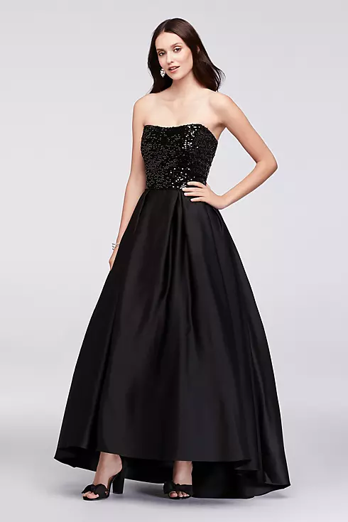 Sequined Satin Strapless Ball Gown Image 1