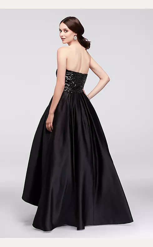 Sequined Satin Strapless Ball Gown Image 2
