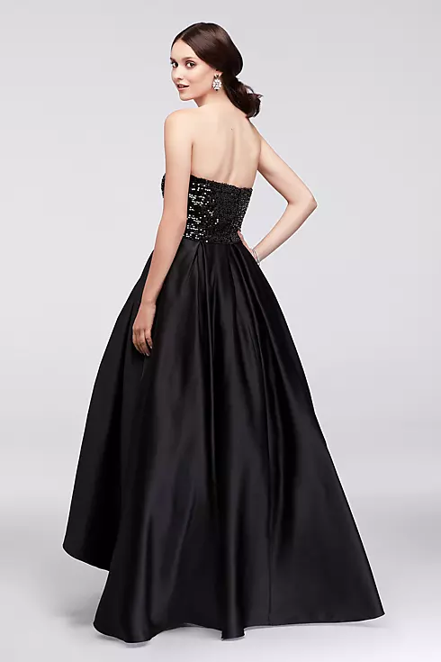 Sequined Satin Strapless Ball Gown Image 2