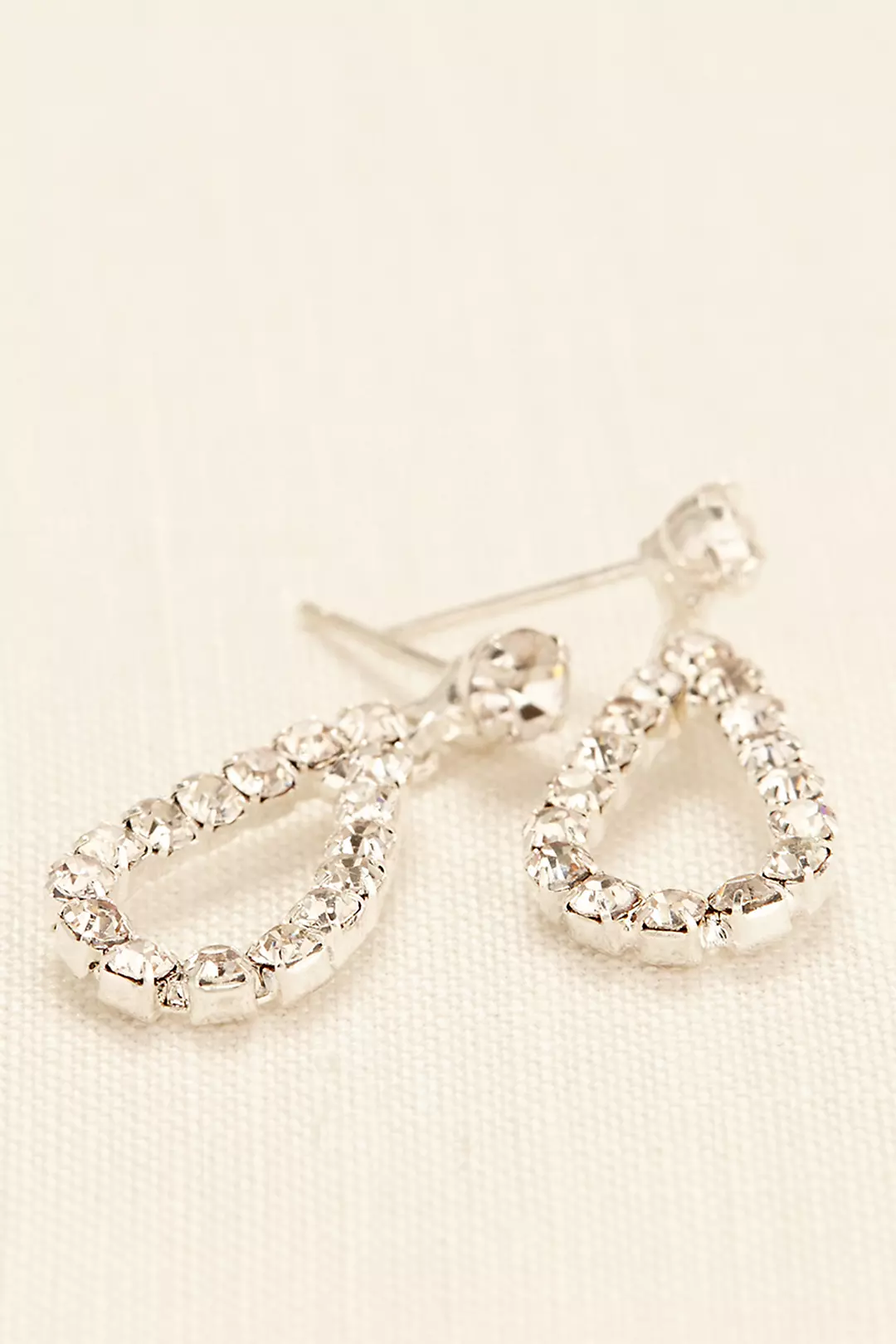 Mini Open Tear Drop Crystal Earrings Image 2