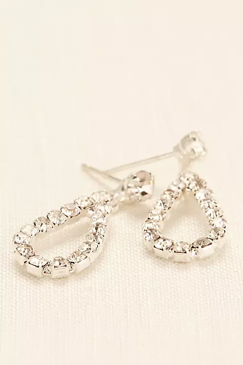 Mini Open Tear Drop Crystal Earrings Image 2