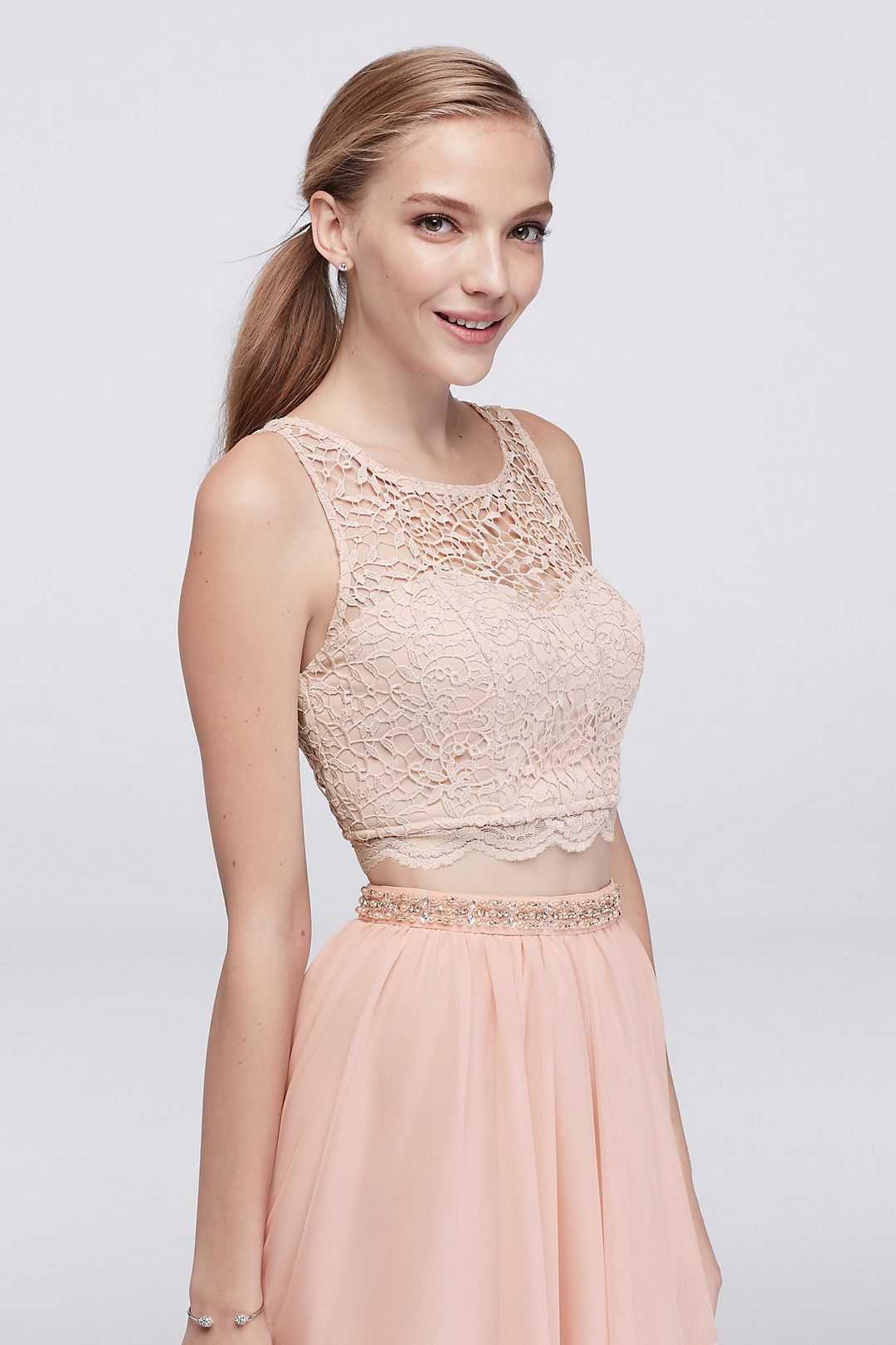 Lace Crop Top and Jersey Skirt Two-Piece Dress Image 4