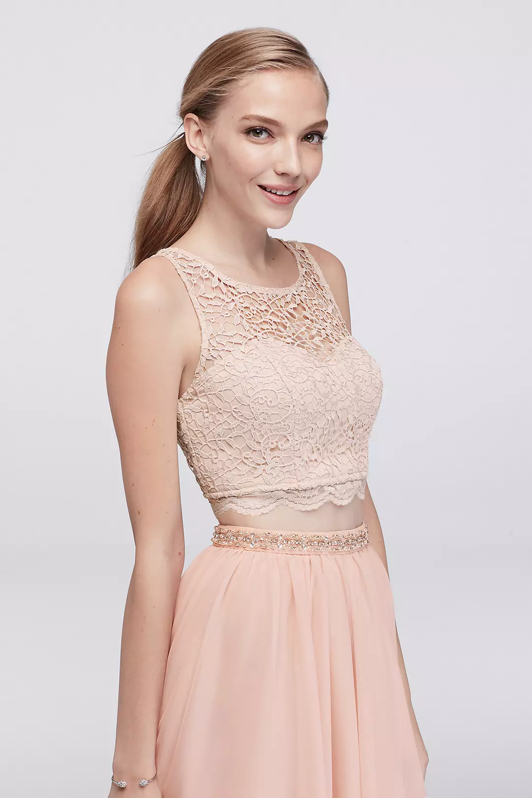 Lace Crop Top and Jersey Skirt Two-Piece Dress Image 3