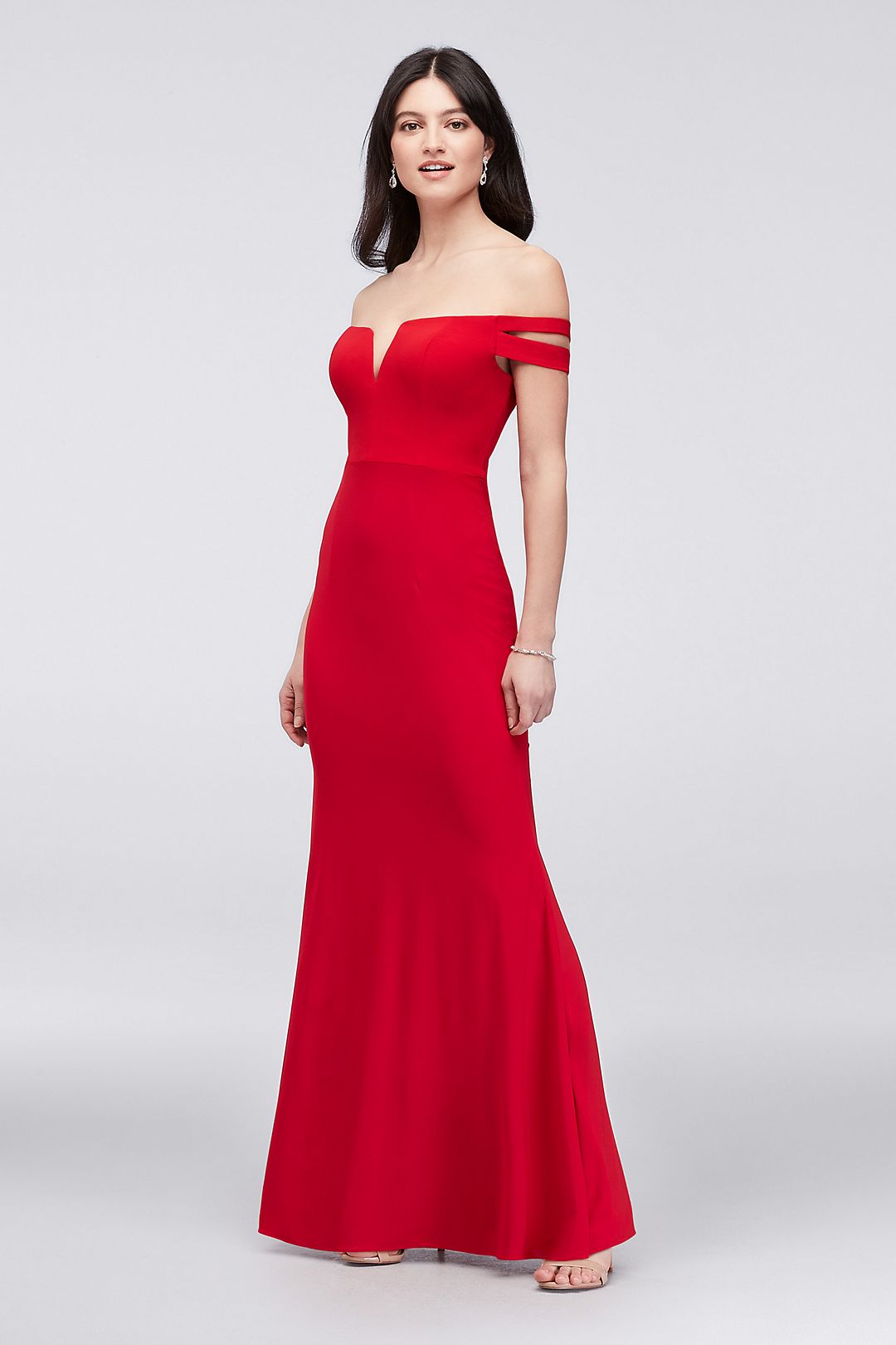 Double-Strap Off-the-Shoulder Jersey Sheath Dress Image 1