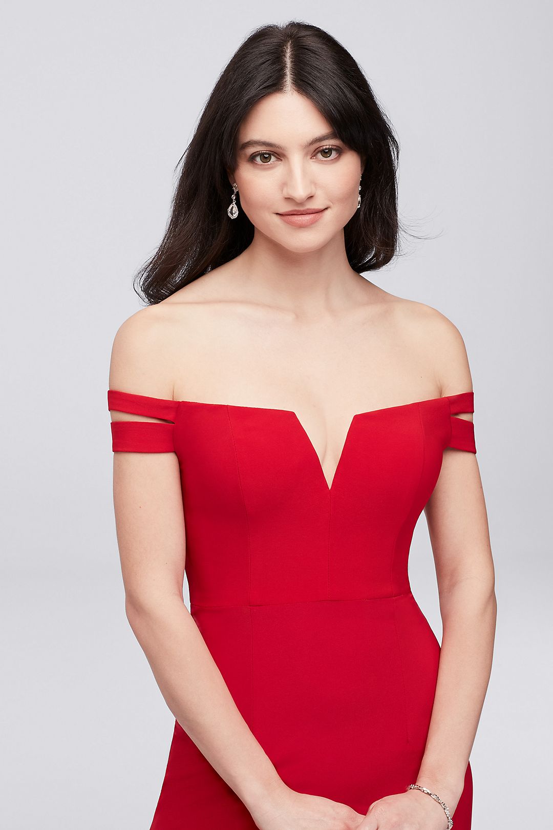 Double-Strap Off-the-Shoulder Jersey Sheath Dress Image 3