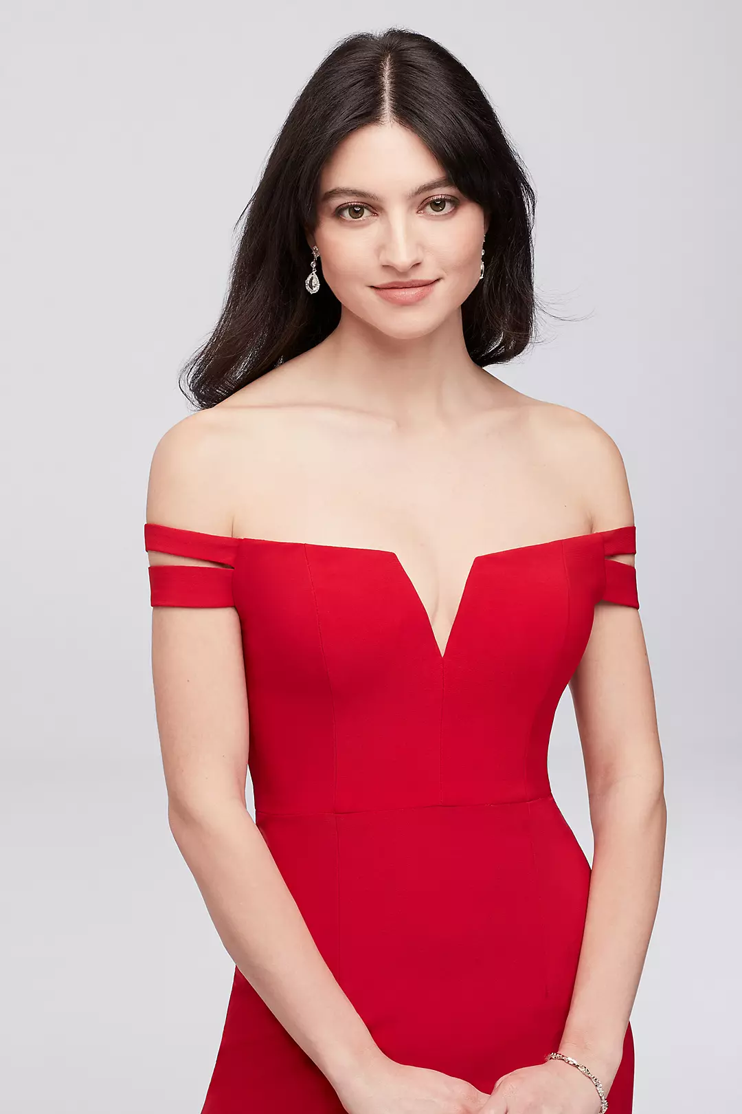 Double-Strap Off-the-Shoulder Jersey Sheath Dress | David's Double-Strap Off-the-Shoulder Jersey Sheath Dress | David's