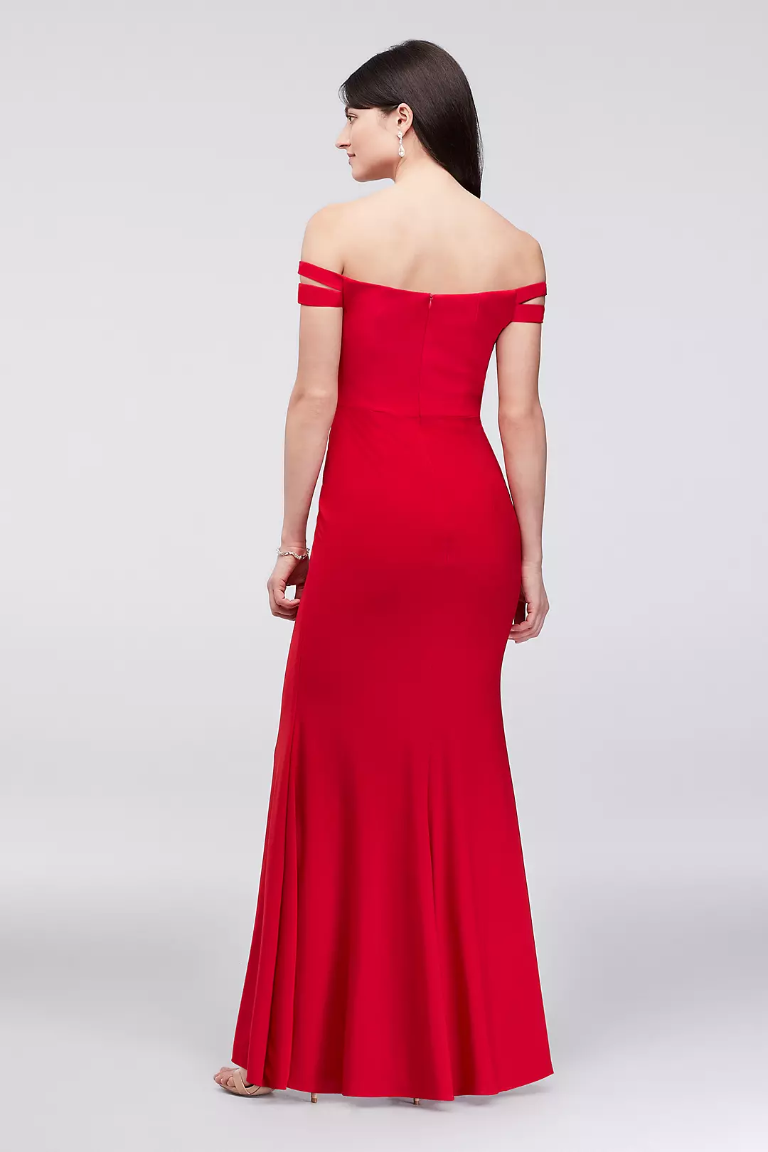 Double-Strap Off-the-Shoulder Jersey Sheath Dress | David's Double-Strap Off-the-Shoulder Jersey Sheath Dress | David's