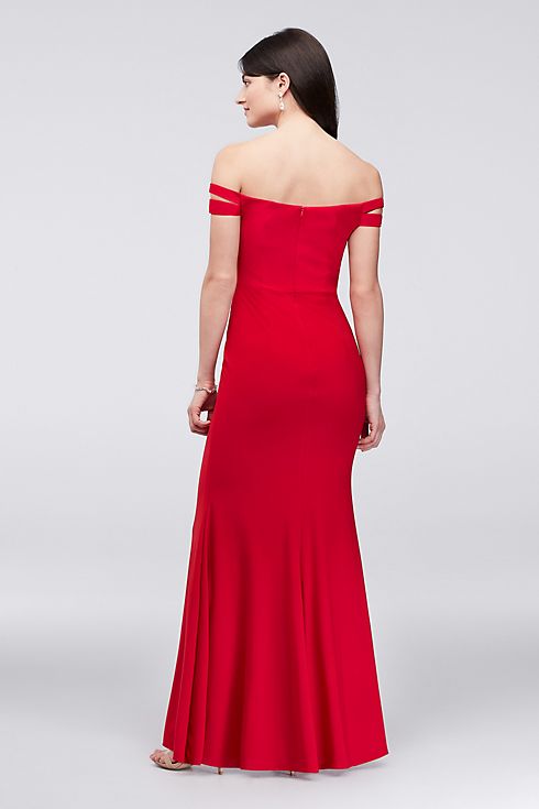 Double-Strap Off-the-Shoulder Jersey Sheath Dress Image 2