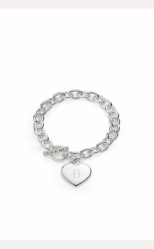 Personalized Silver Plated Heart Link Bracelet Image 1