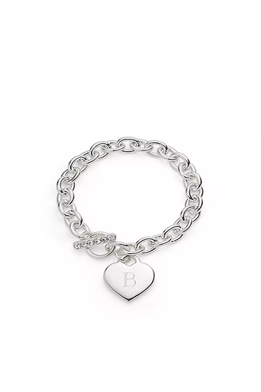 Personalized Silver Plated Heart Link Bracelet Image