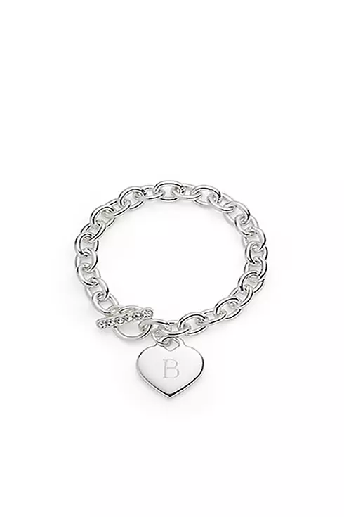Personalized Silver Plated Heart Link Bracelet Image 1