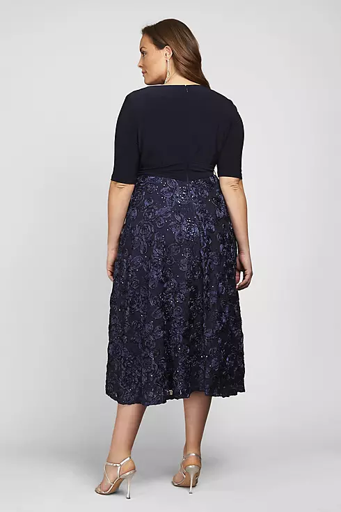 Sequin Lace Jersey Fit-and-Flare Plus Size Dress  Image 2