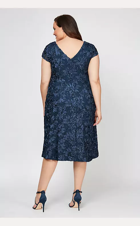 Short Plus Size A-Line Dress with Cap Sleeves Image 2