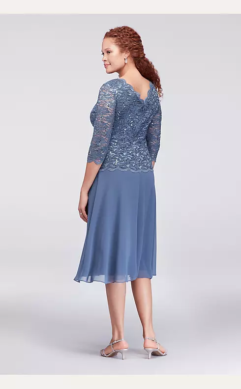 Scalloped Lace and Chiffon Plus Size Short Dress Image 2