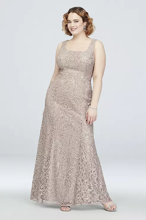 Sequin Lace Plus Size Dress with Cascade Jacket Image 3