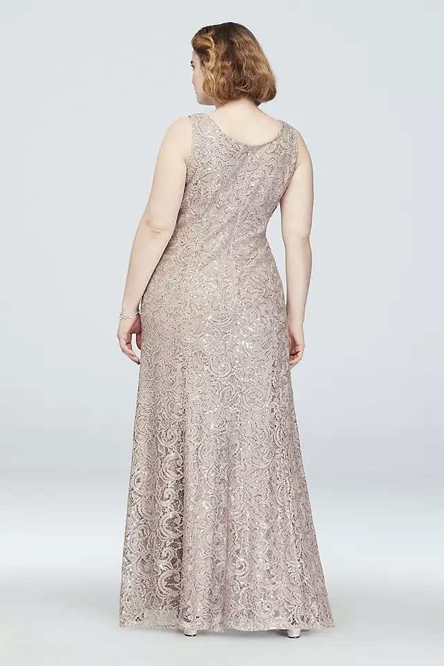 Sequin Lace Plus Size Dress with Cascade Jacket Image 4