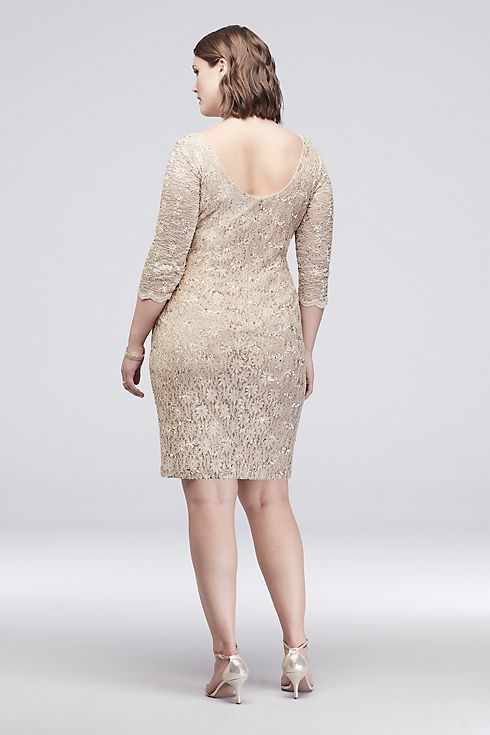 Beaded Sequin Lace Plus Size Short Sheath Dress Image 4