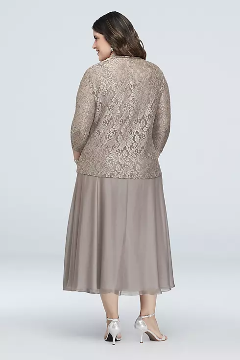 Floral Lace Plus Size Dress with 3/4 Sleeve Jacket Image 2