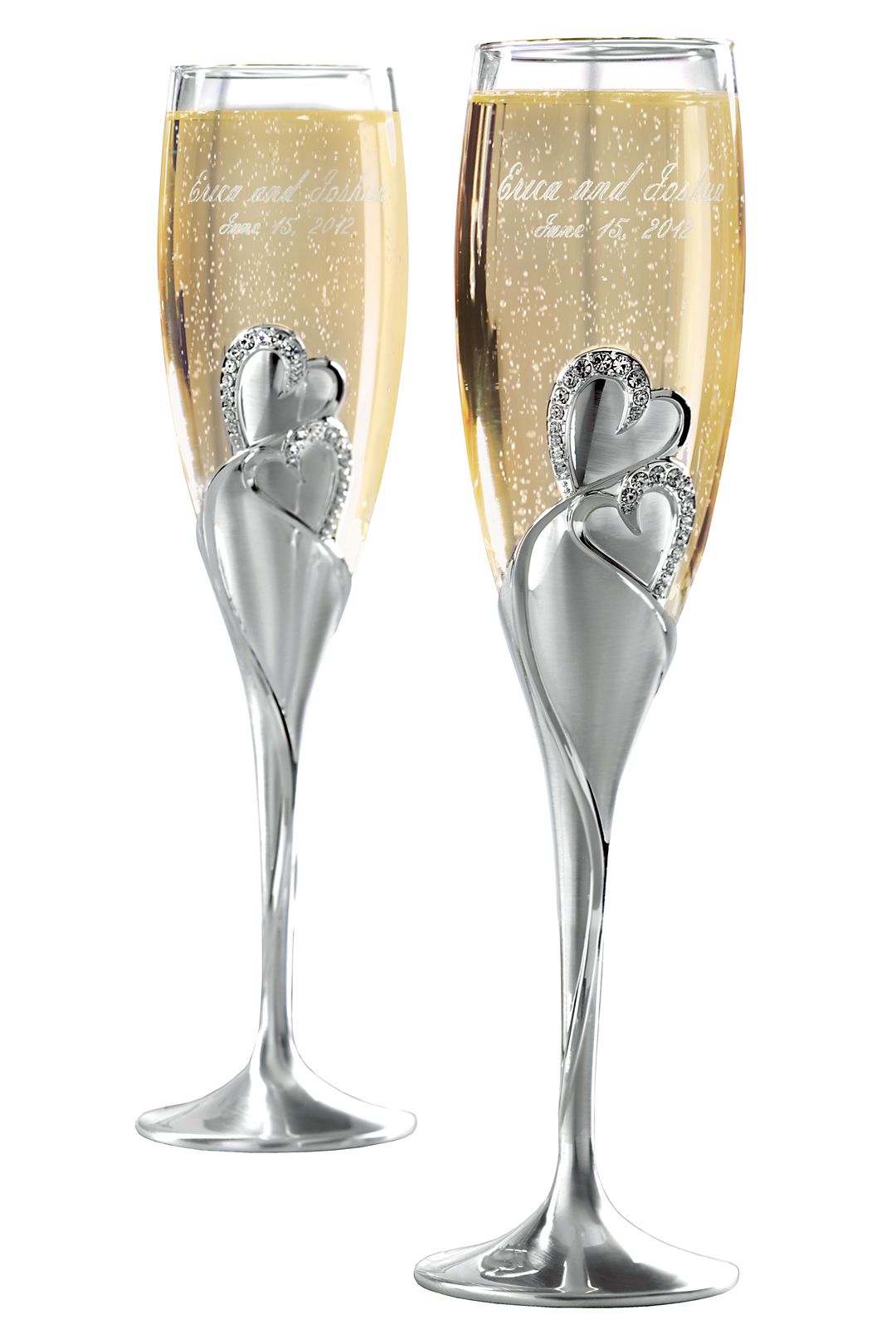 Personalized Twin Hearts Toasting Flutes  Image 1
