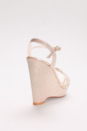 Jaden Shimmer Quarter Strap Wedge Sandals | David's Bridal