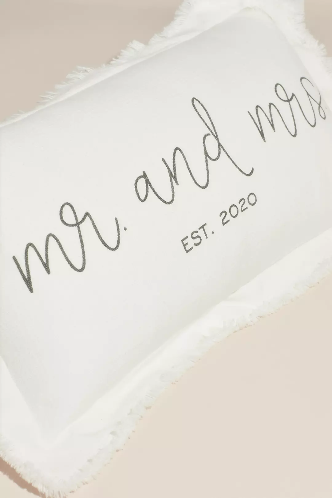 Mr and Mrs Established in 2020 Linen Throw Pillow Image 2