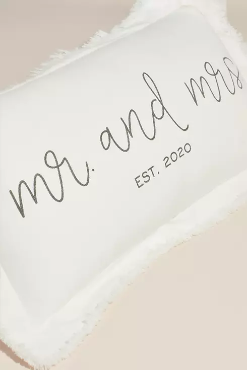 Mr and Mrs Established in 2020 Linen Throw Pillow Image 2