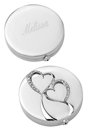 Personalized Silver Twin Hearts Compact