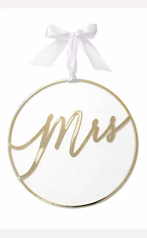 Mrs Gold-Tone Hoop Chair Sign with Bow Image 1