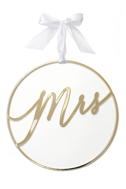 Mrs Gold-Tone Hoop Chair Sign with Bow Image