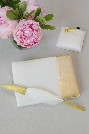 Metallic-Dipped Guest Book and Pen