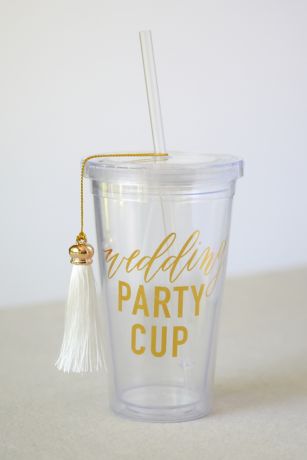 Wedding Party Cup with Straw and Lid Image
