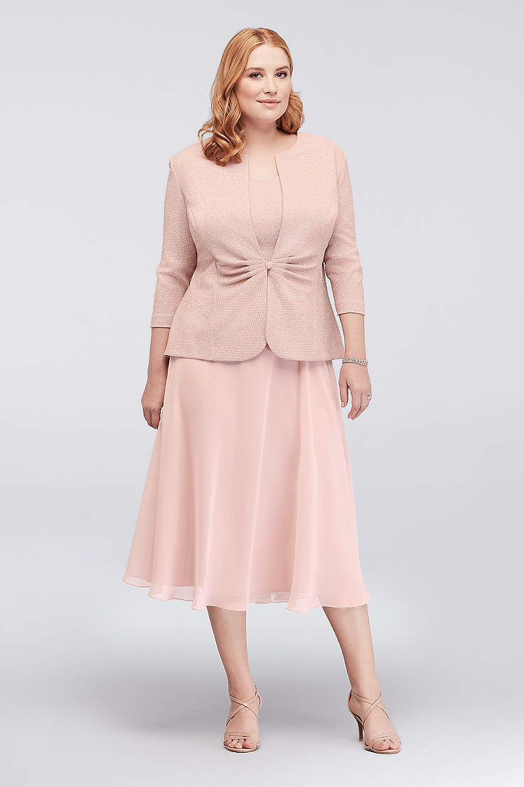 pink tea length dress
