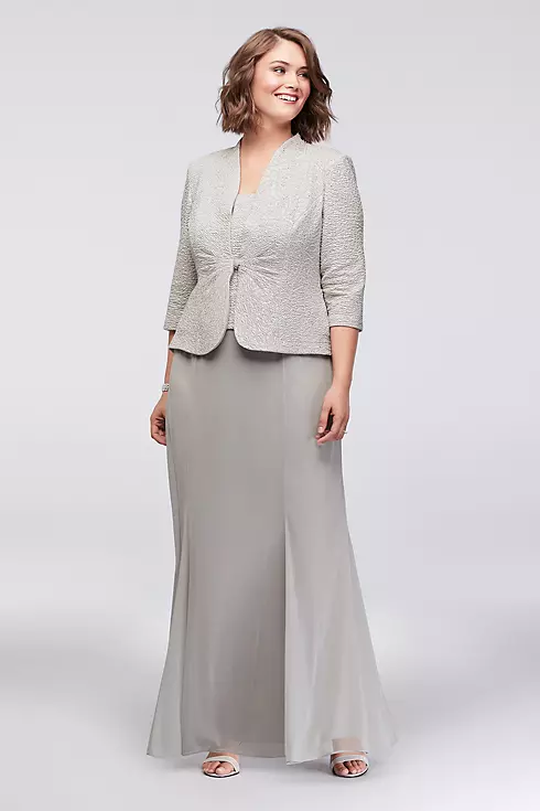 3/4 Sleeve Jacquard Jacket Plus Size Dress Image 1
