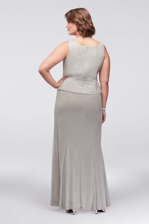 3/4 Sleeve Jacquard Jacket Plus Size Dress | David's Bridal