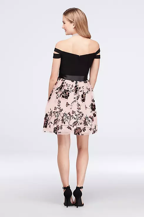 Split Sleeve Fit-and-Flare Dress with Satin Sash Image 2
