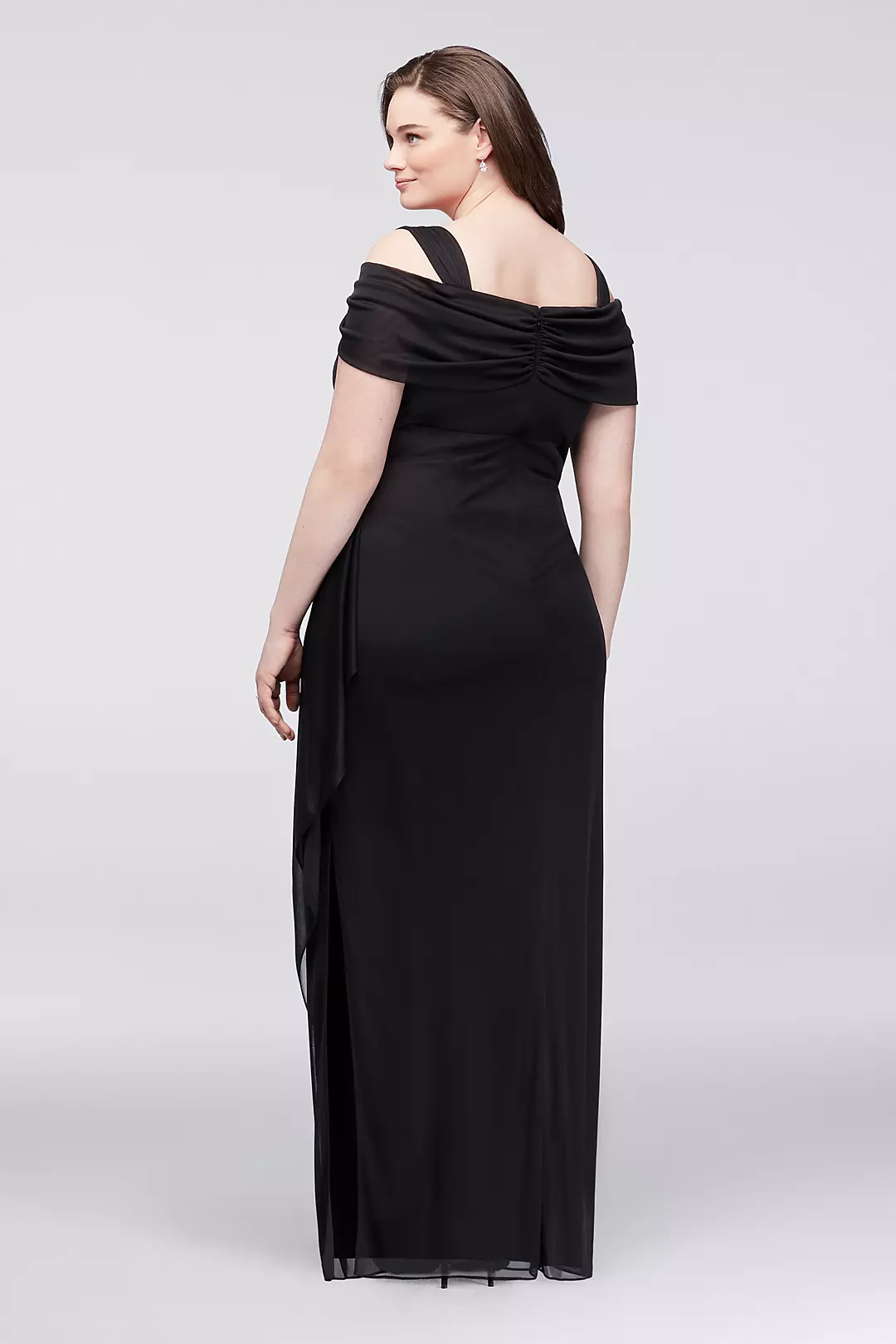 Cold-Shoulder Plus Size Gown with Draped Sleeves Image 2