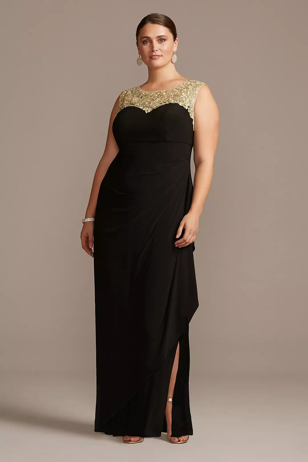 Matte Jersey Plus Size Dress with Embellishment Image