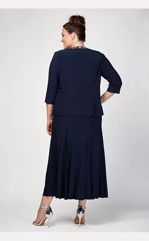 Matte Jersey Plus Size Jacket Dress with Beading Image 2