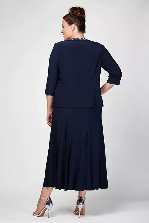 Matte Jersey Plus Size Jacket Dress with Beading Image 2