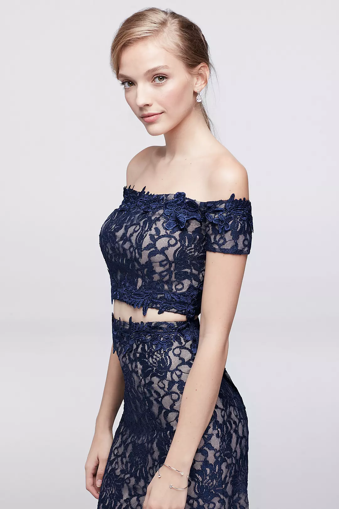 Off-The-Shoulder Lace Two-Piece Dress Image 3