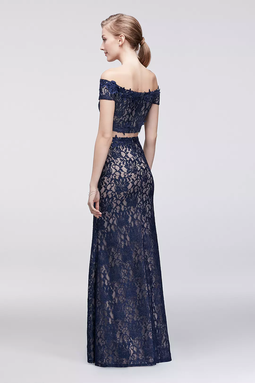 Off-The-Shoulder Lace Two-Piece Dress Image 2