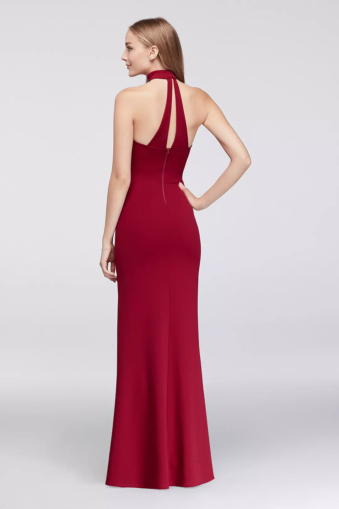 Knit Sweetheart Column Gown with Attached Choker | David's Bridal