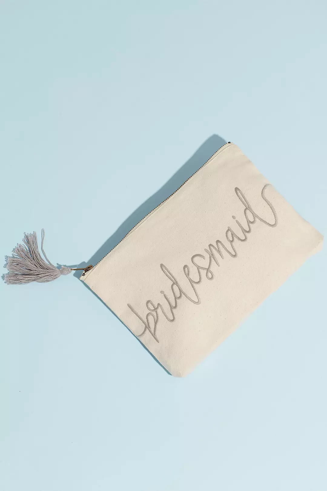 Canvas Script Bridesmaid Pouch with Tassel Image 1