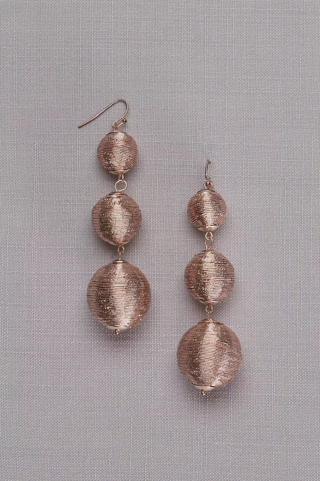 Metallic Thread-Wrapped Orb Drop Earrings Image
