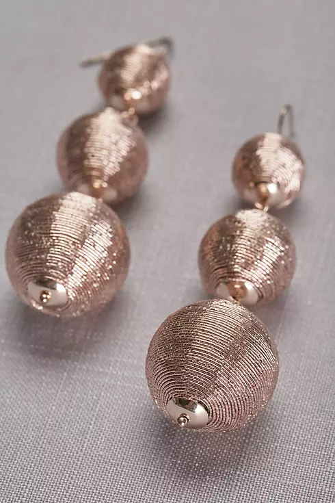 Metallic Thread-Wrapped Orb Drop Earrings Image 2