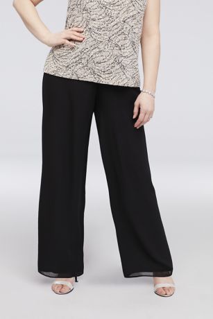 Chiffon Straight-Leg Plus Size Pants